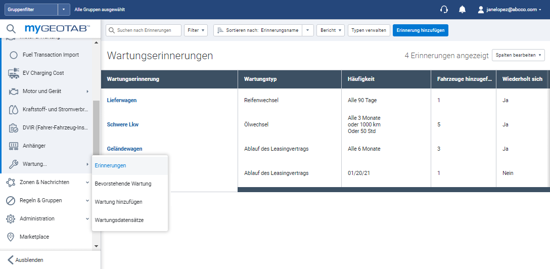 Wartungserinnerung